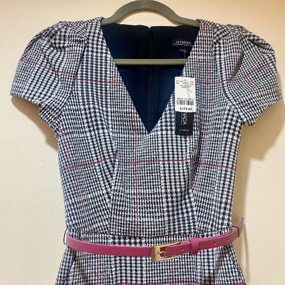 *NWT* Made in Canada Check-Print V-Neck Belted Dress (with pockets!) - Size XXS - Picture 4 of 16